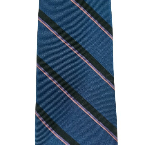 Vtg. Ferrell Reed/Jack Henry Blue Thin Black Pink Purple Stripe Tie 100% Silk