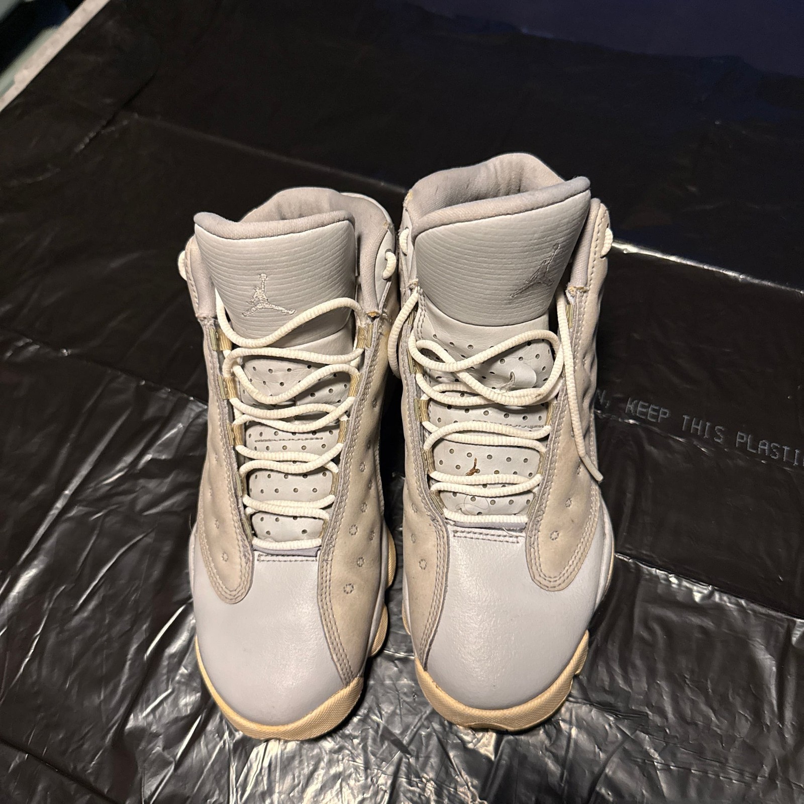 Nike Air Jordan 13 Retro High Top Sneakers, Grey/Tan Leather, Size 5