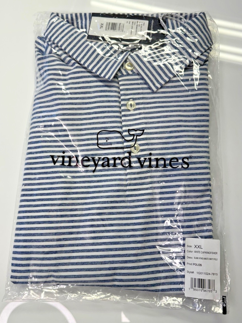 Vineyard Vines Striped Winstead Sankaty Polo – XXL Navy Blue & White Mens Shirt