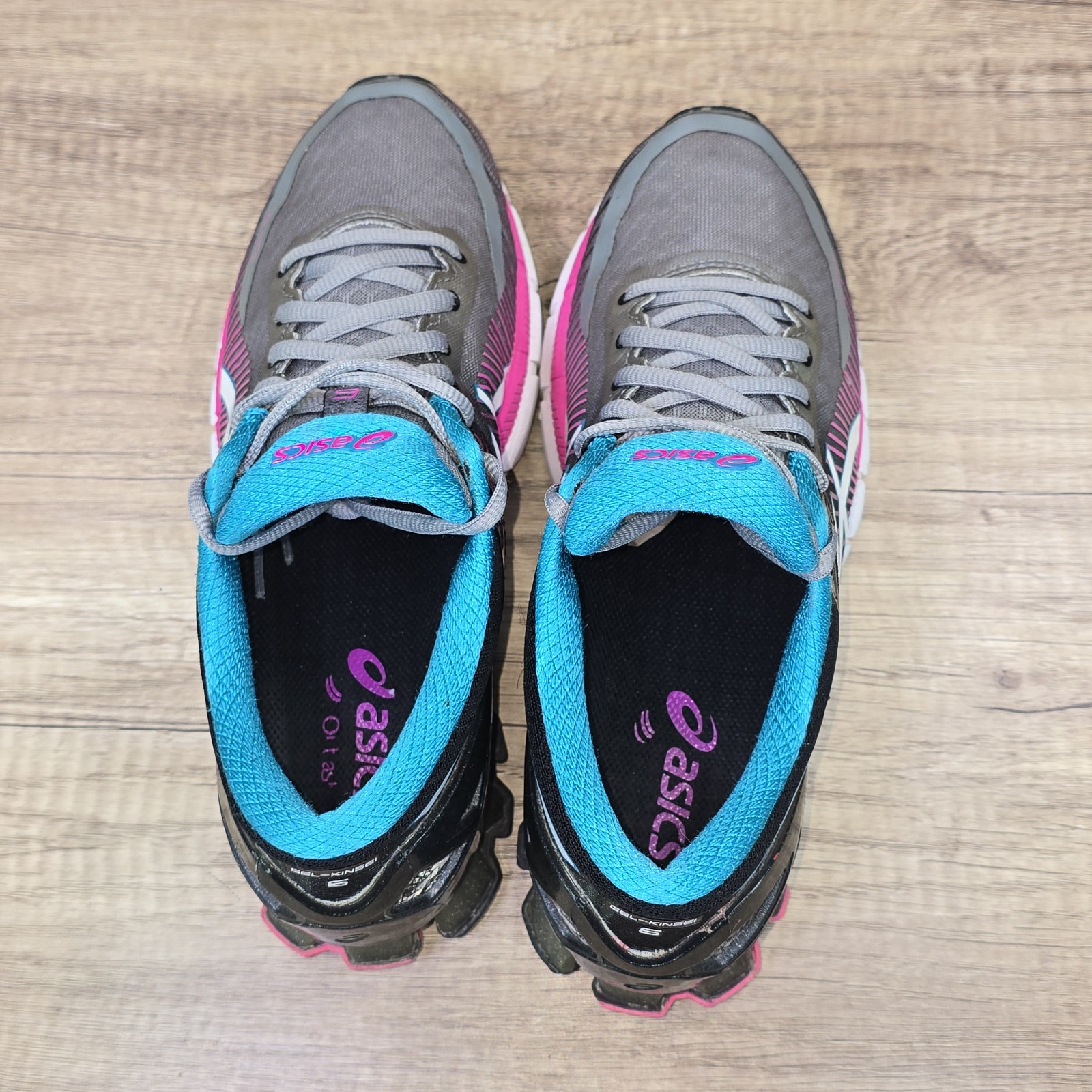 ASICS Gel-Kinsei 6 Women’s Size 7.5 Black Gray Pink Blue Running Shoes (T694N)