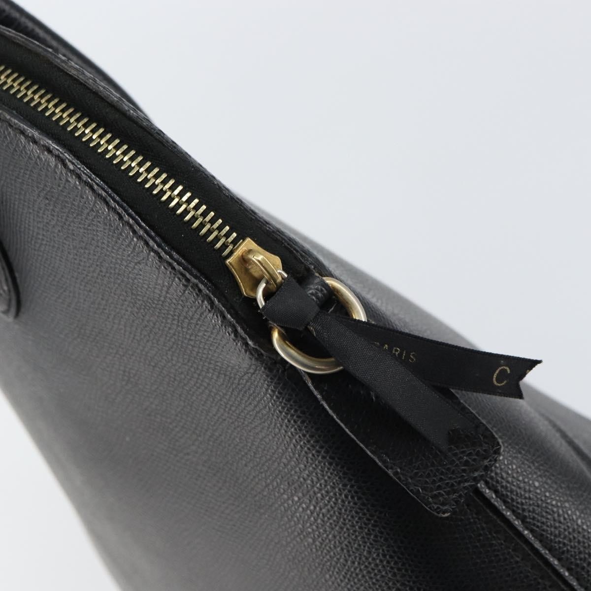 CELINE Hand Bag Leather Black Gold Auth ep12323