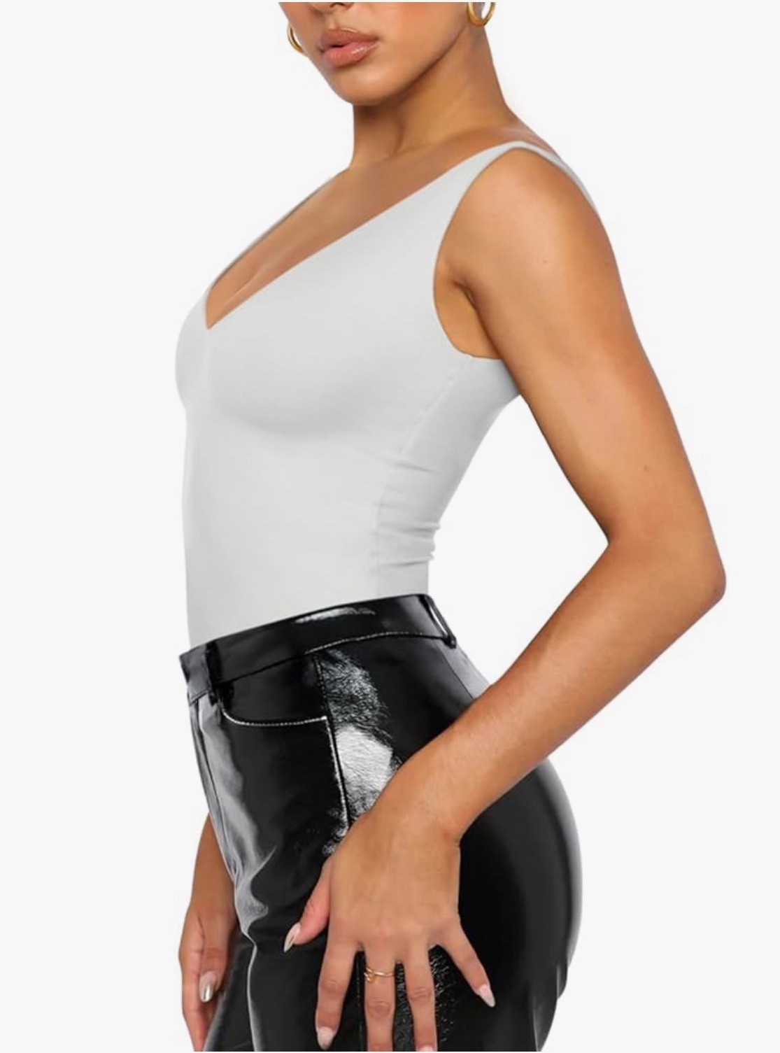 Women’s Plunge Deep V Neck Sleeveless V Backless Going Out Tank Bodysuit size S