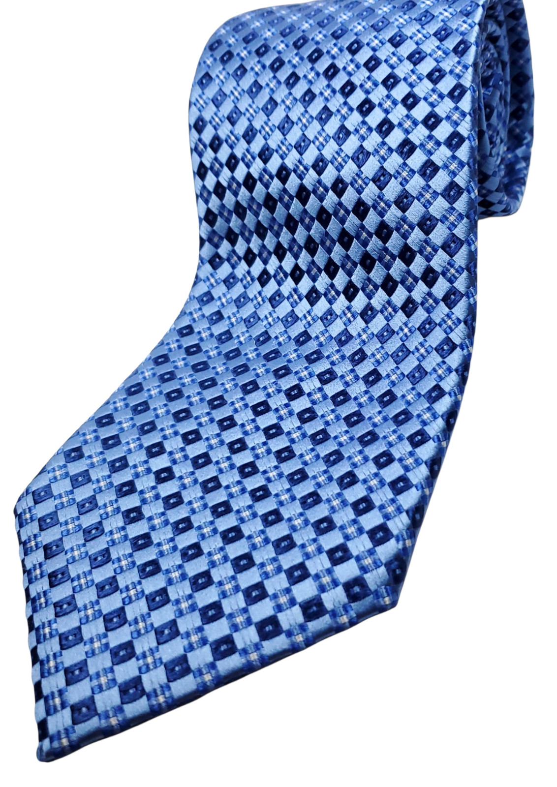 HATHAWAY Handmade 100% Silk Tie Men’s Navy Light Blue White Necktie NEW