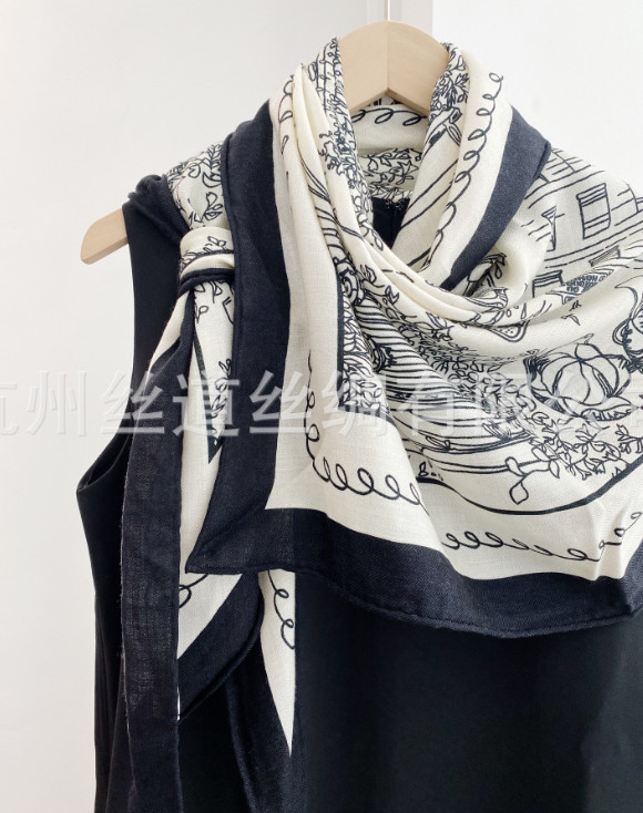 70% Cashmere 30% Silk Wrap Scarf Triangle Shawl 190X80cm blue street Print new