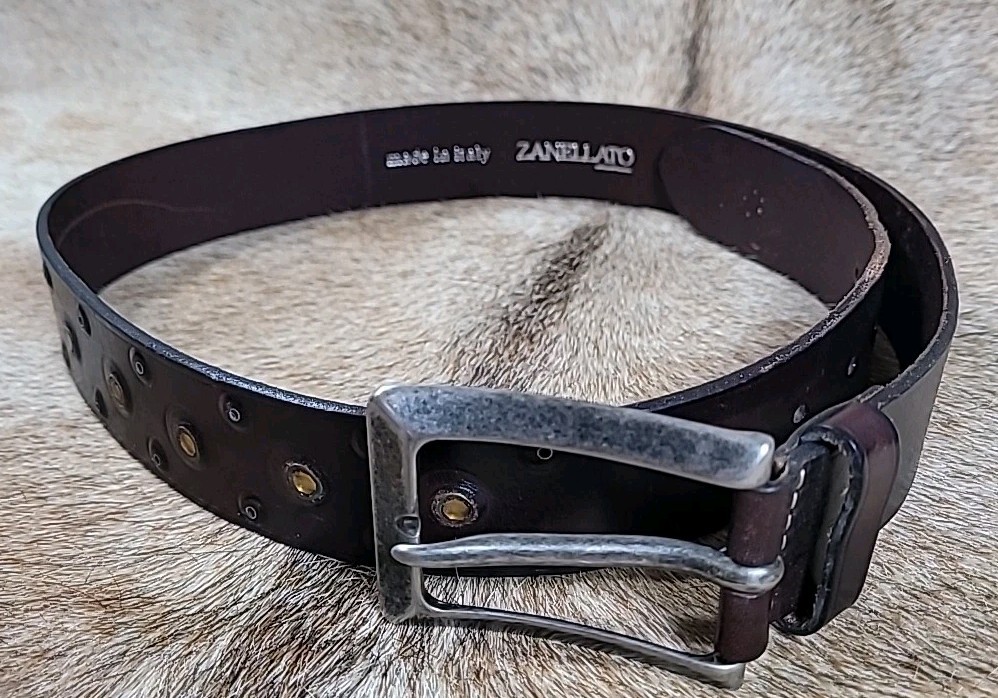 Zanellato Genuine Leather Belt Silver Buckle Made In Italy Size XS