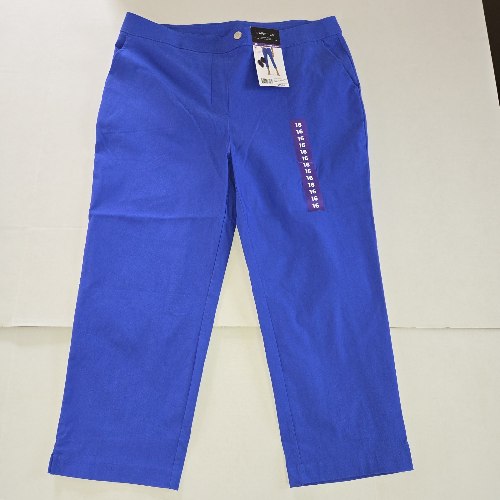 Rafaella Women’s Blue Stretch Comfort Pull On Capri Pants Size 16 Nwt