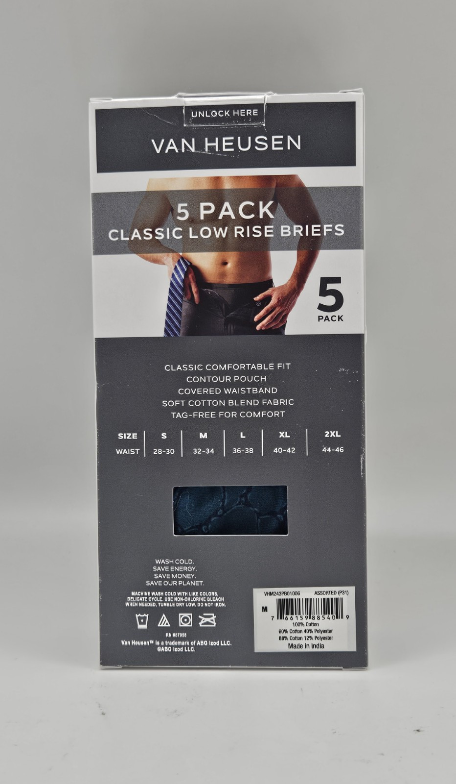 5 Pk VAN HEUSEN Underwear Classic Cotton Low Rise Briefs Men’s S M L XL Assorted
