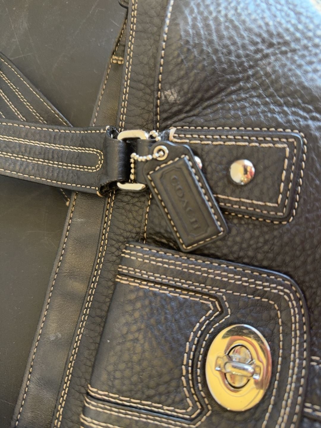 COACH Black Pebbled Leather Purse/Tote Bag – Coach No. E0985-F13960
