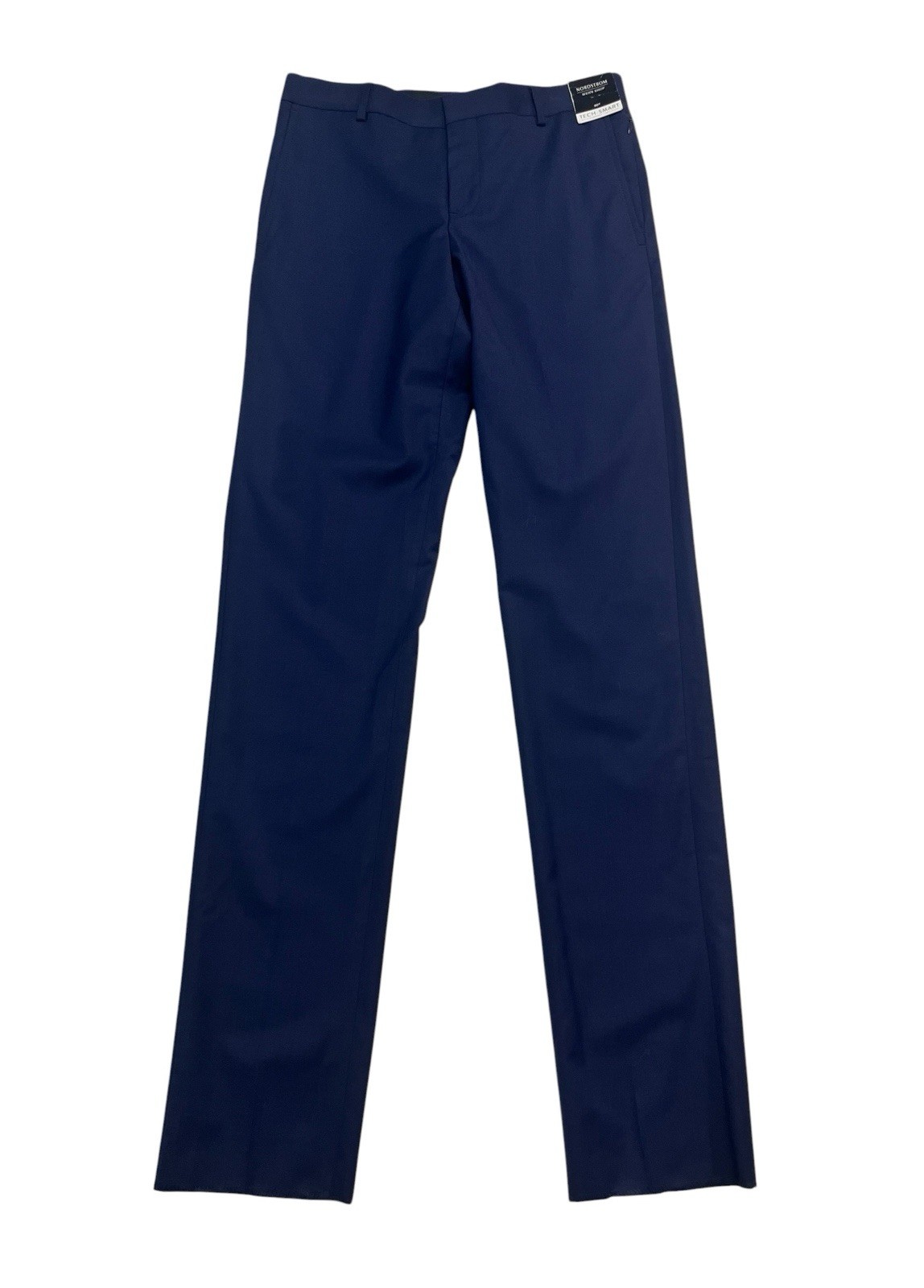 NEW Nordstrom Mens Shop 30 Unhemmed Navy Blue Dress Pants Wool Trousers Trim Fit