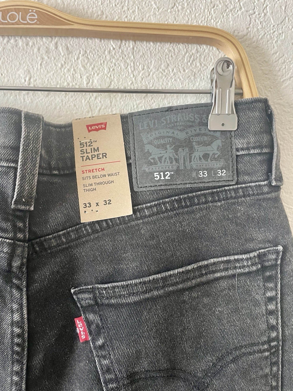 Levi’s Men’s Slim Taper Stretch Jeans Charcoal Wash Black Mid Rise Denim