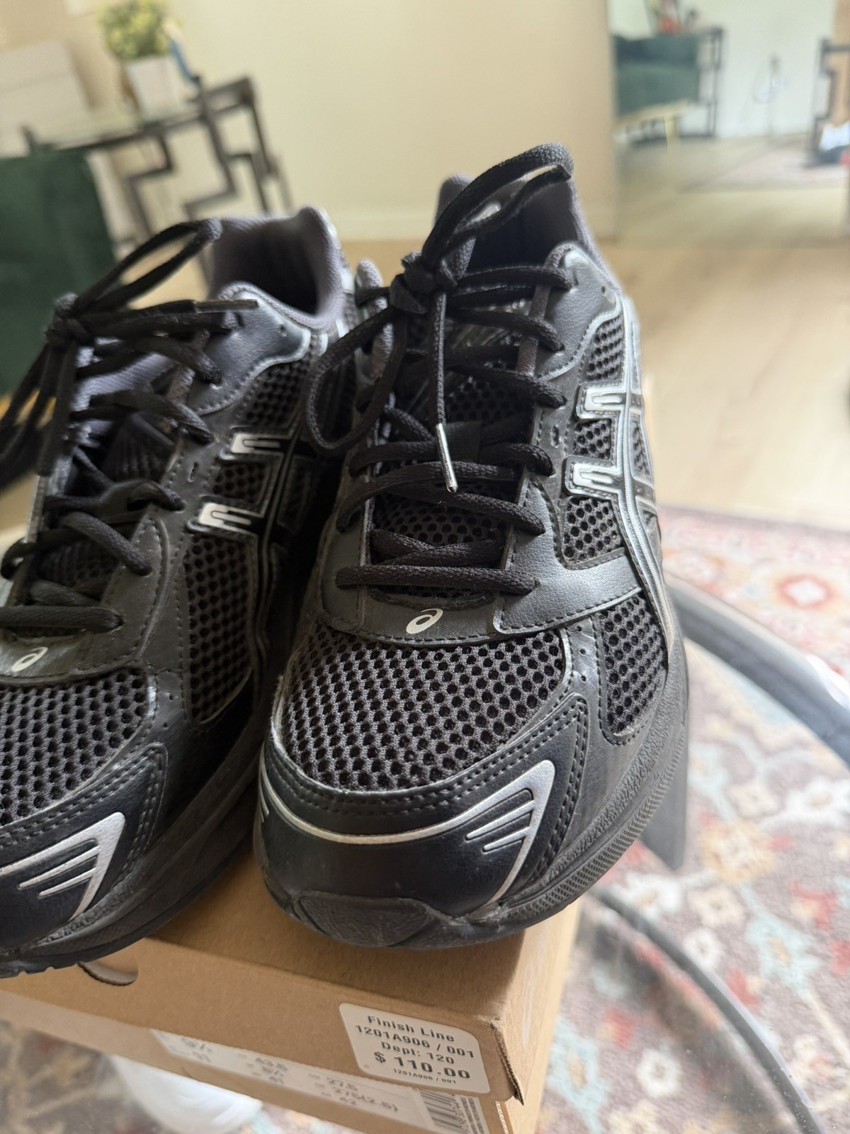 Asics Gel-1130 Black/Pure Silver Size 9.5