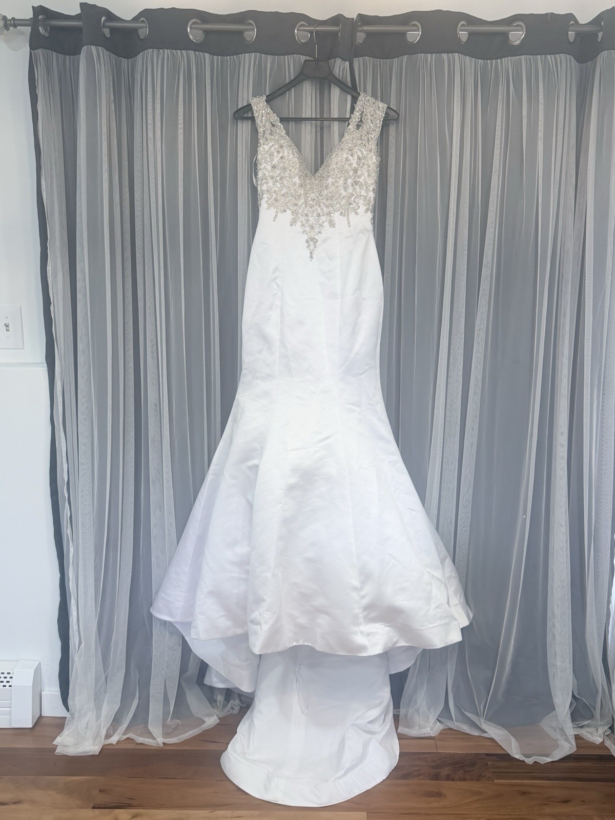 Morilee Madeline Gardner White Beaded Tulle Ball Gown Wedding Dress 8 #2689