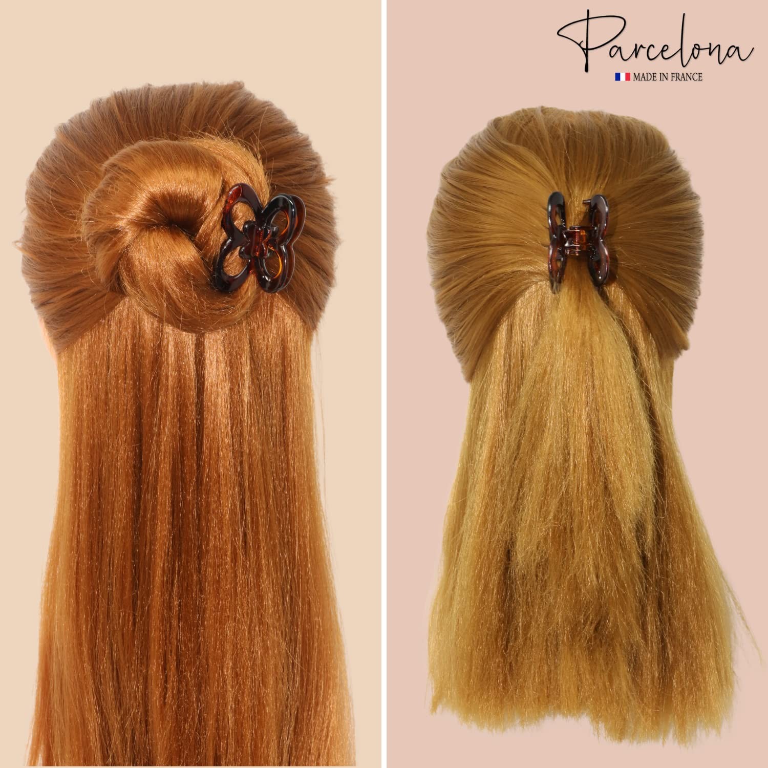 Parcelona French Butterfly Small 2″ Tortoise Shell Brown Cellulose Jaw Claw Clip