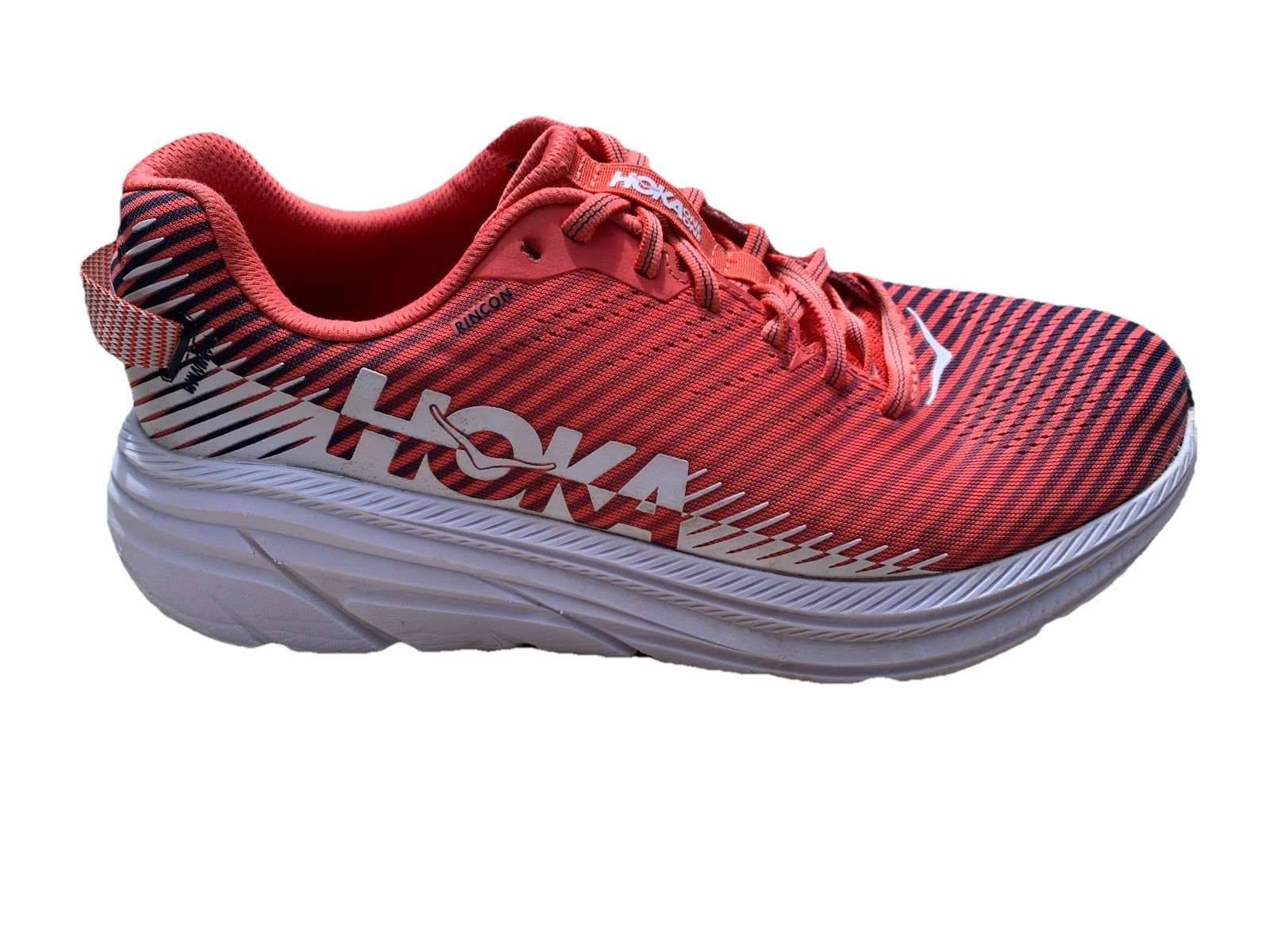 Size 10 HOKA ONE ONE Rincon 2 Running Shoes Womens Hot Coral White 1110515 HCWH