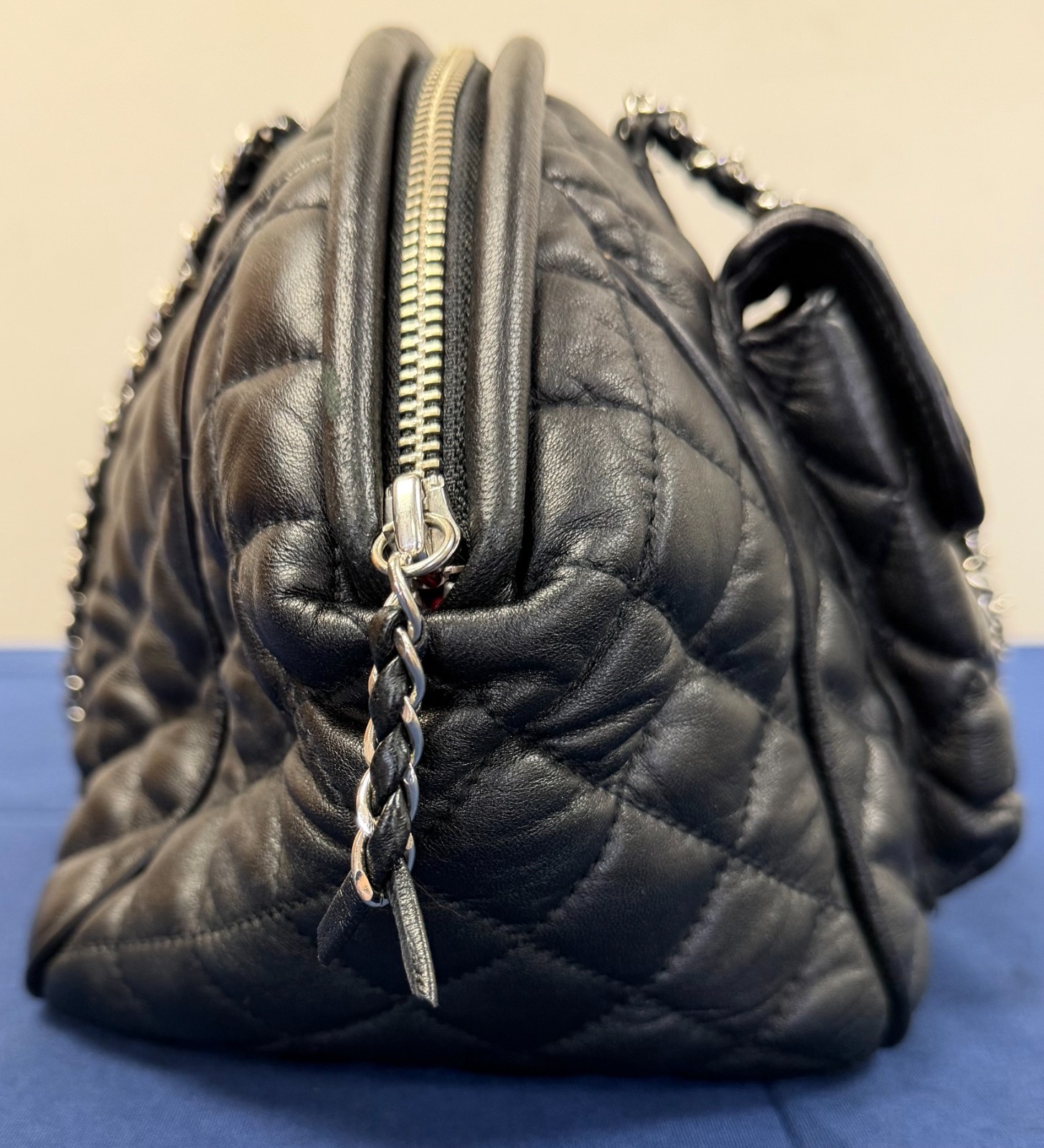 Harley-Davidson Quilted Leather Handbag/Satchel with Silver Accents