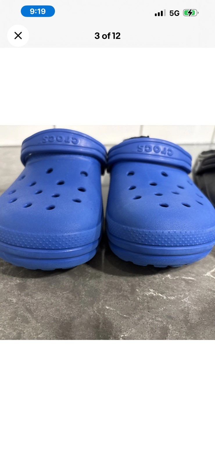 Crocs J5 2 Pairs Junior Size 5 Fleece Lined Crocs, Black Lined Royal Blue Lined