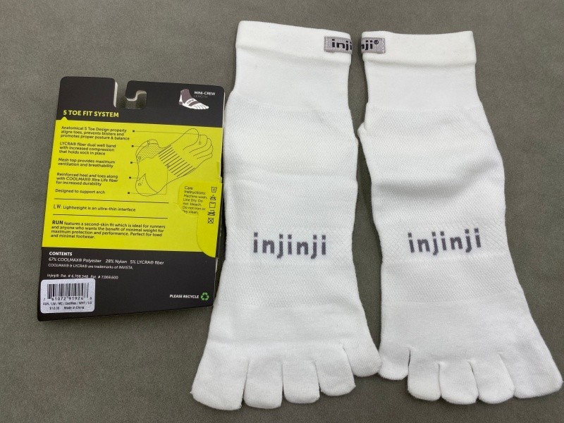 4 Pairs Men Injinji RUN Performance mini-crew White Thin Toe Socks Size L