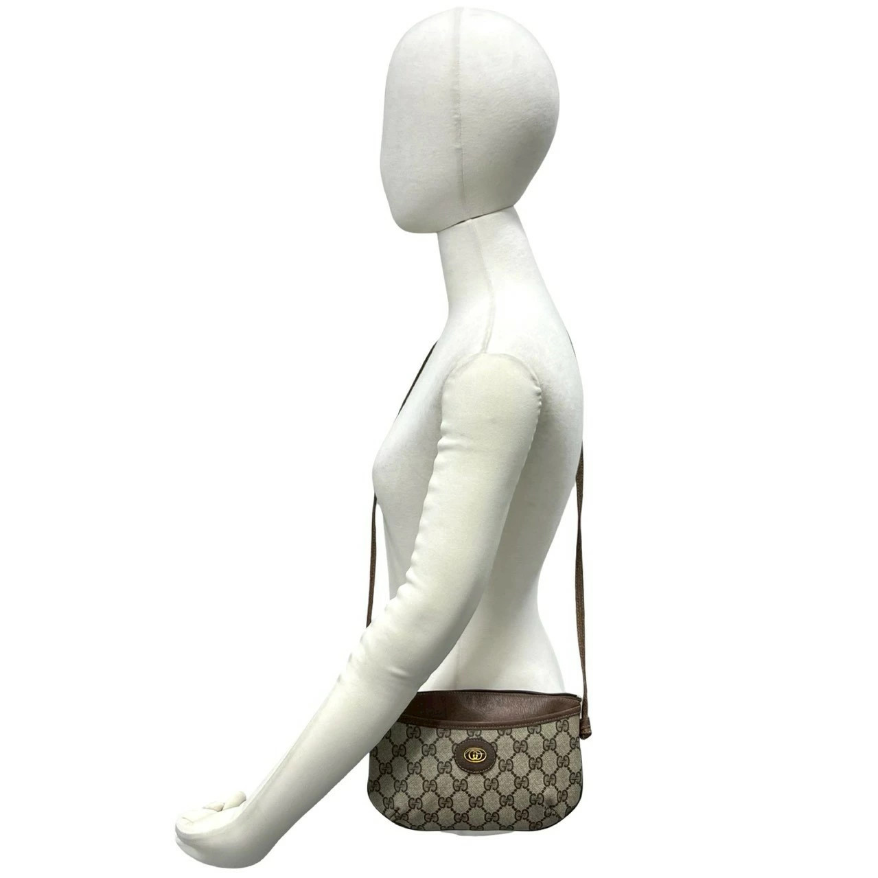 GUCCI Vintage Old Gucci GG Logo Pattern Leather Mini Shoulder Bag Pochette Brown
