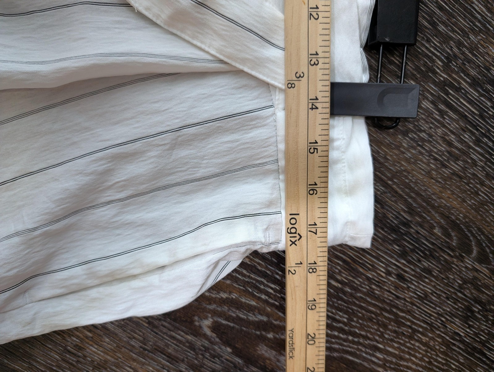 VINCE Pants Womens L White Wide-Leg Crepe Striped Pull On Belted Pockets