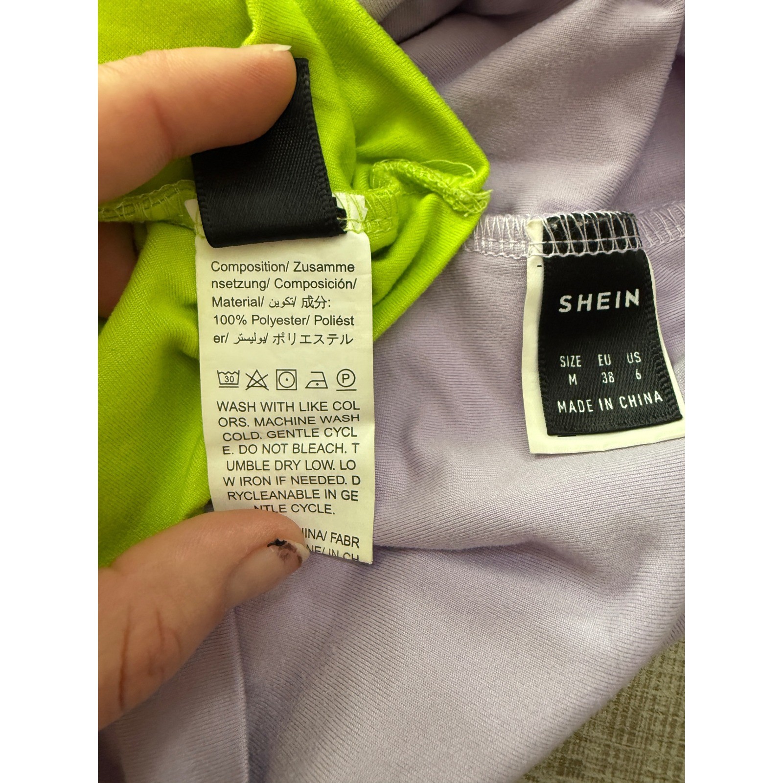 SHEIN Womens 2 Pack Cami Crop Tops Neon Green Lavender Purple Size M