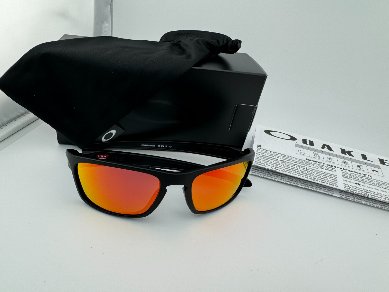 OAKLEY SLIVER STEALTH MATTE BLACK W/ RUBY IRIDIUM POLARIZED SUNGLASSES OO9408-06
