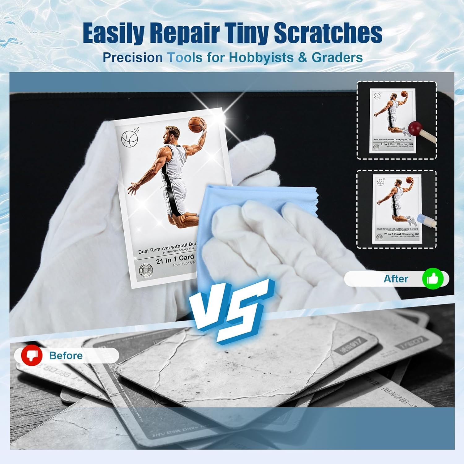 Upgraded Card Care Clean Kit, 21-In-1 Trading Card Cleaning and Polishing Restor