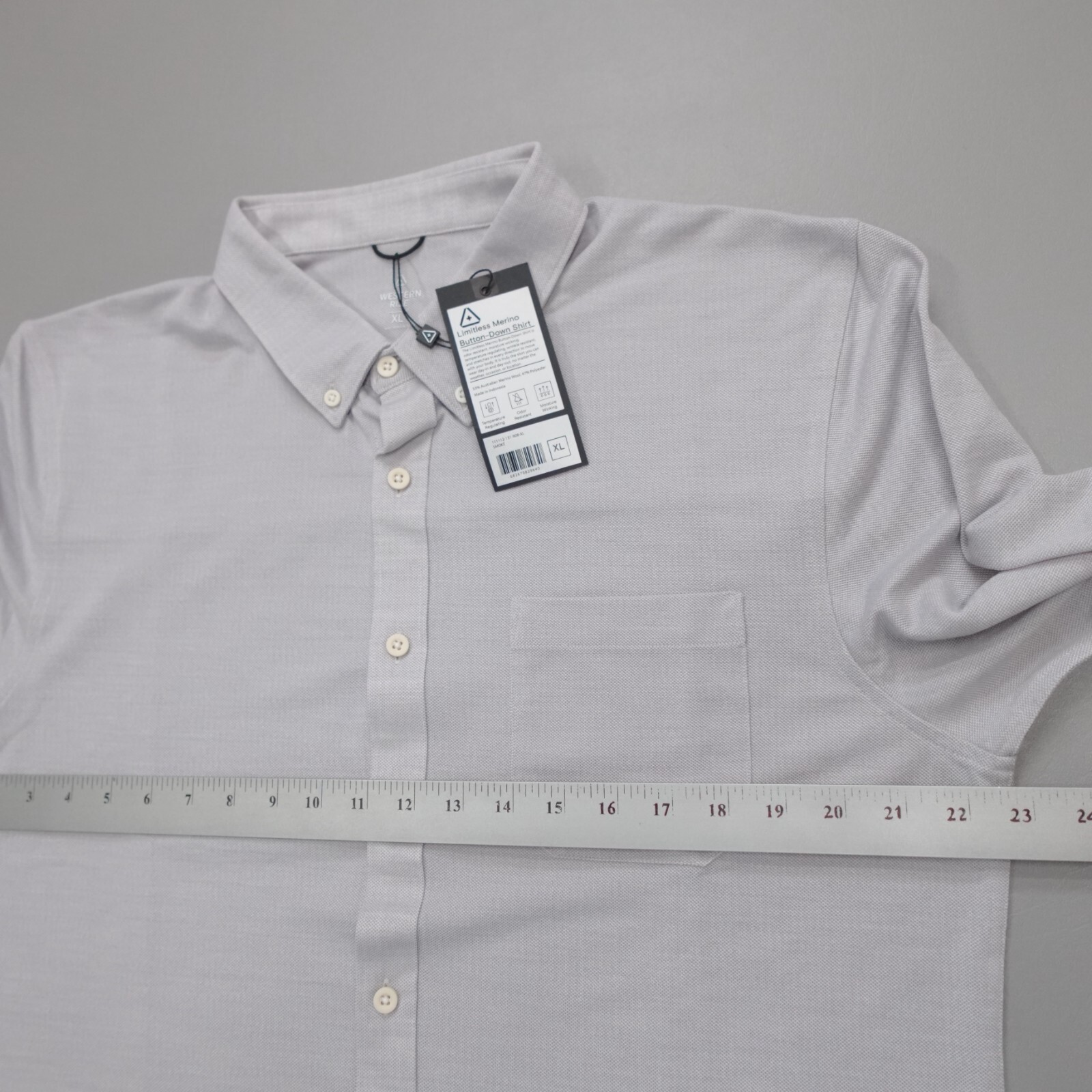 Western Rise Slim Fit Limitless Merino Wool Button Down Shirt Wicking Smoke