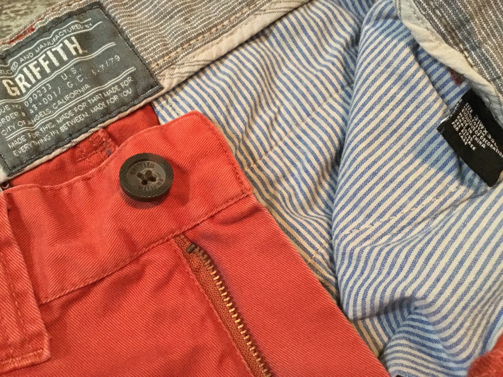 Men’s Griffith Chino Pants Sz 31 X 32 Flat Front 100% Cotton City Of Angels Cali