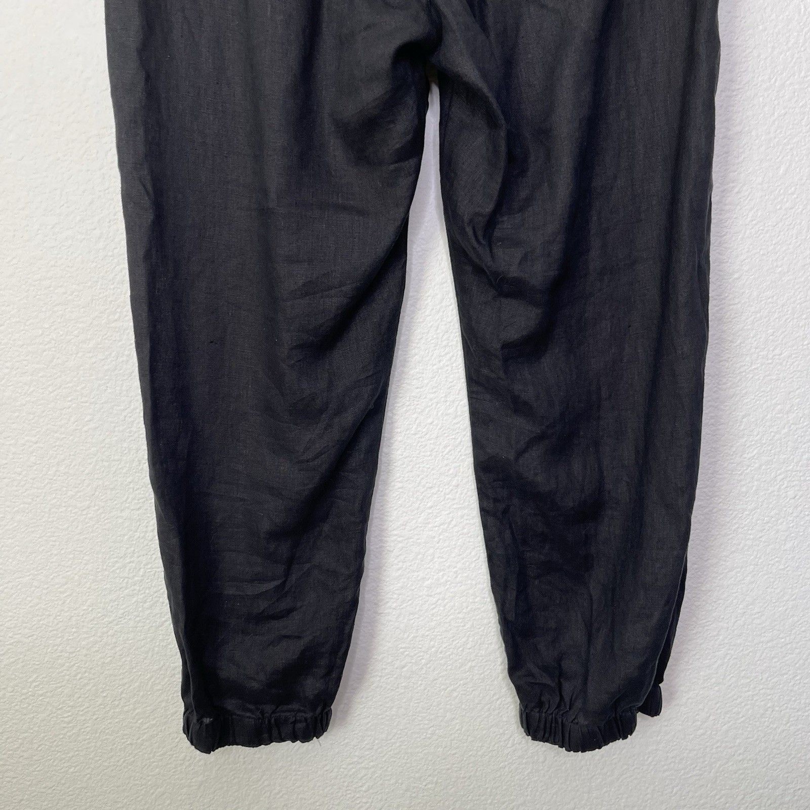 Johnny Was Pete & Greta Pants Large Black Linen Tapered Minimalist Lagenlook