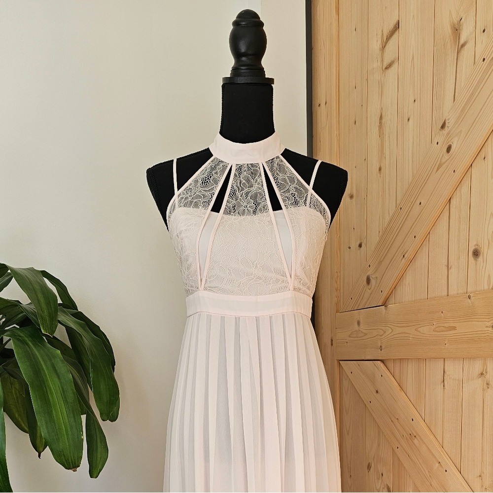 BCBGeneration Size 4 Woman’s Blush Pink With Lace Detail Long Dress