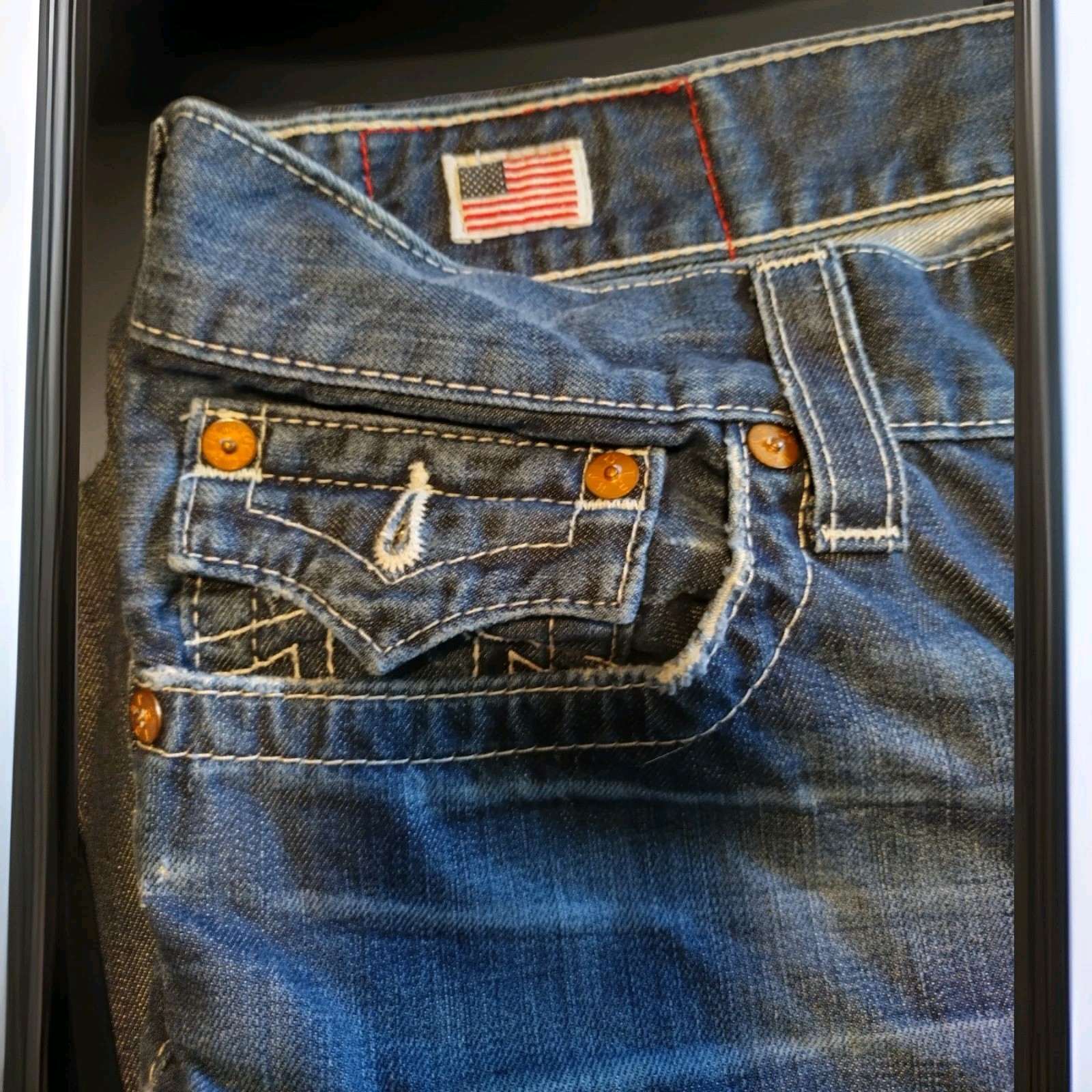 True Religion Jeans World Tour Ricky 36×30″ Blue Cut#60451 RN#112790
