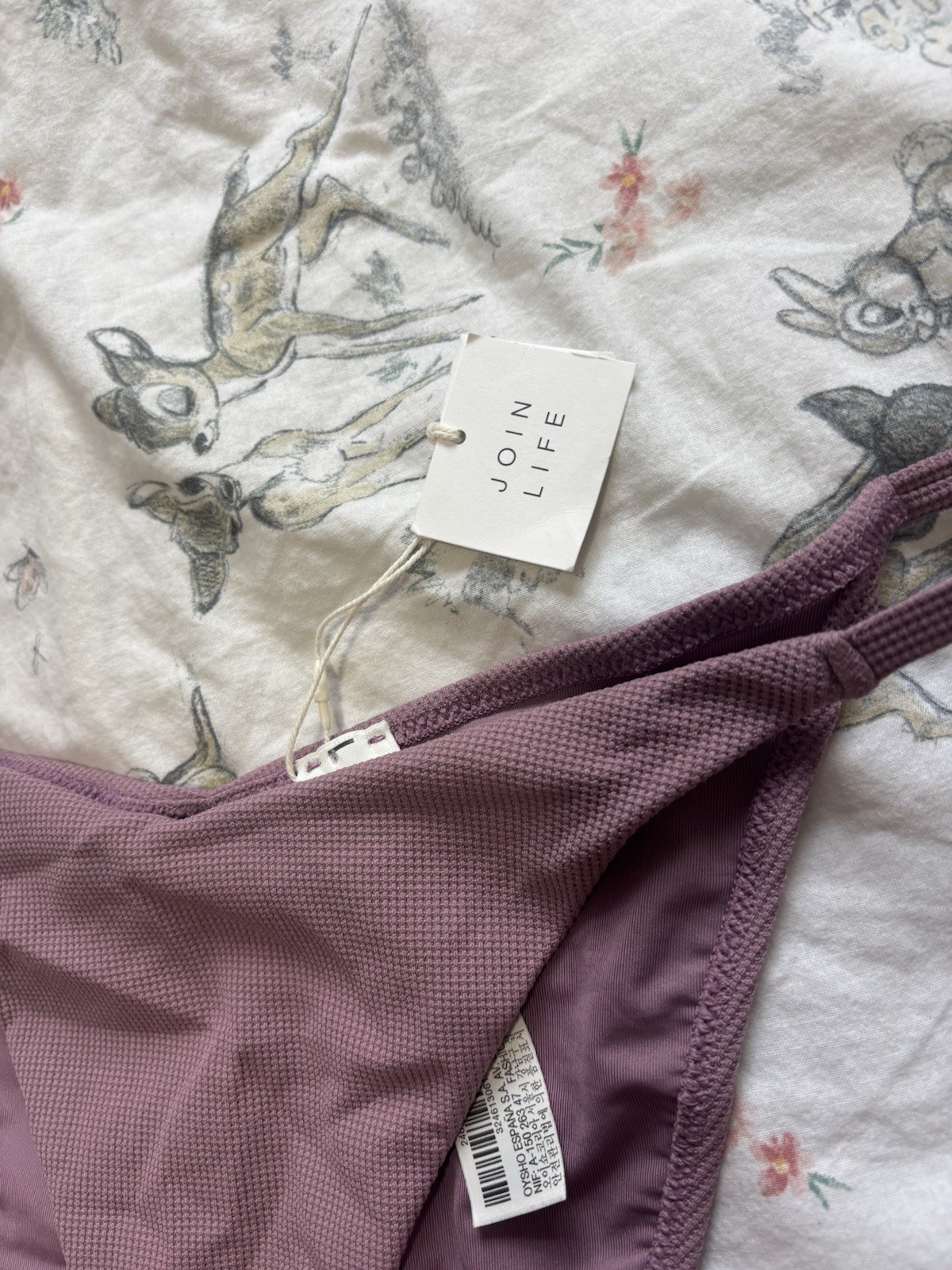 NEW WITH TAGS Oysho Join Life Bikini Bottoms dusky purple ribbed fabric Size M