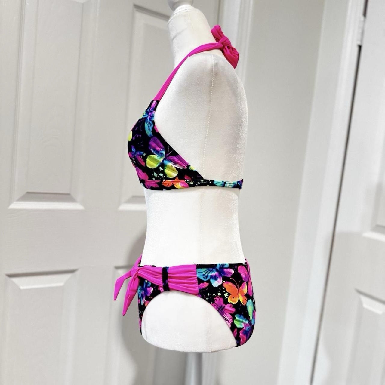 Angel Beach Teens 16 2pc Bikini Set Halter Triangle Top Bikini Bottom Pink