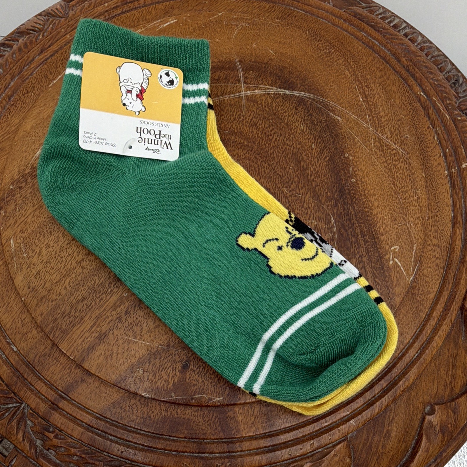 Disney Winnie The Pooh Ankle Socks 2 Pack Size 4-10 New With Tags