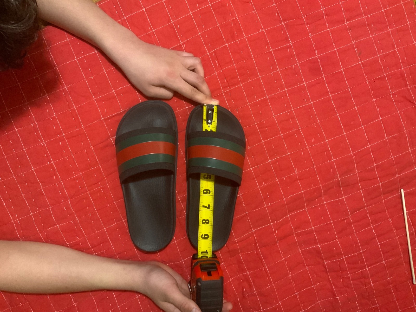 Gucci Signature Web Slide Sandals Black Red Green Leather Men’s Size 7/7.5