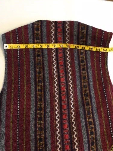 Woolrich Wool Vest Multi Patterned Large Lg L Leather Closure GUC – See Details