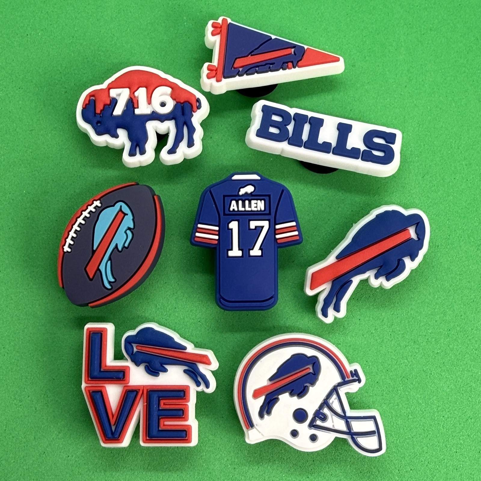 12-Pack Buffalo Bills Shoe Charms Mafia NFL Josh Allen Helmet Fan Charm