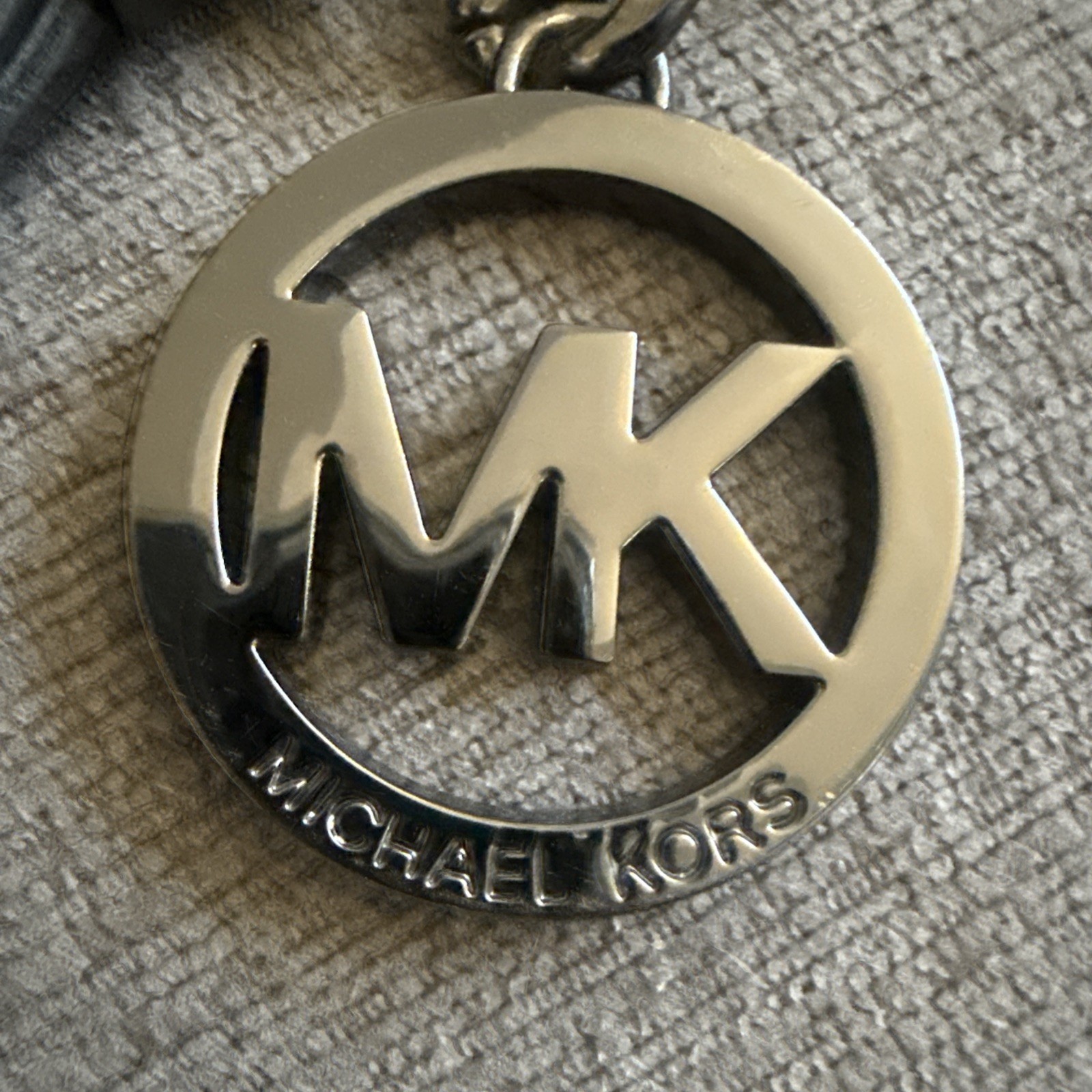Michael Kors Logo and Tassel Bag Charm Gunmetal Tone
