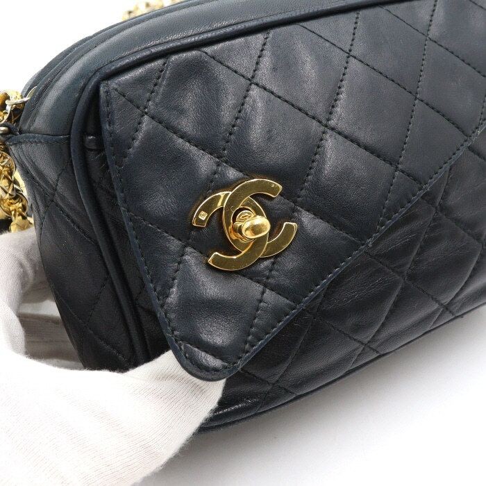 CHANEL Vintage Black Lamb Bijoux Diamond Quilting Gold Chain Crossbody 152889313