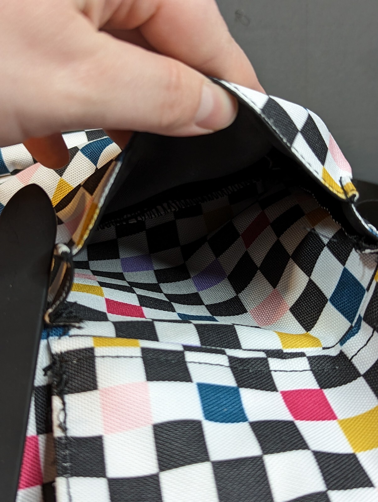 Checkered Drawstring Strap Cargo Two Pocket Backpack School Travel Book Bag