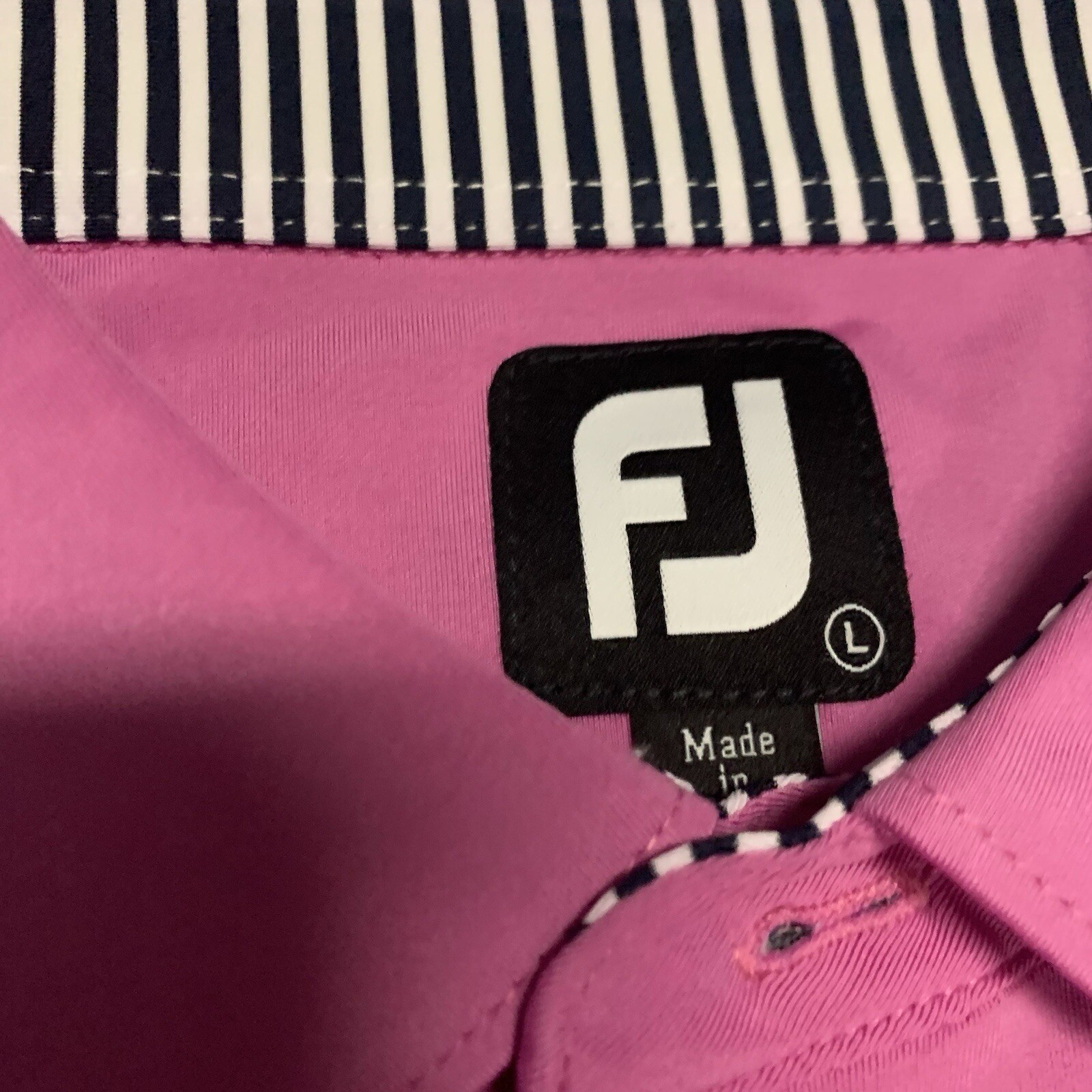 NEW FootJoy Solid Lisle Self Collar Polo Men Large Large Pink Short Sleeve NWT