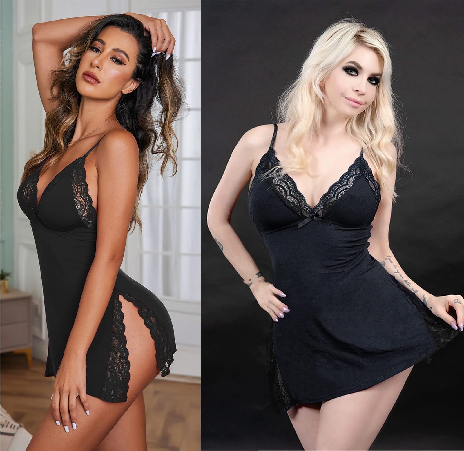 Women Sexy Deep V Dress Lace Lingerie Babydoll Nighy Underwear Sleepwear Chemise