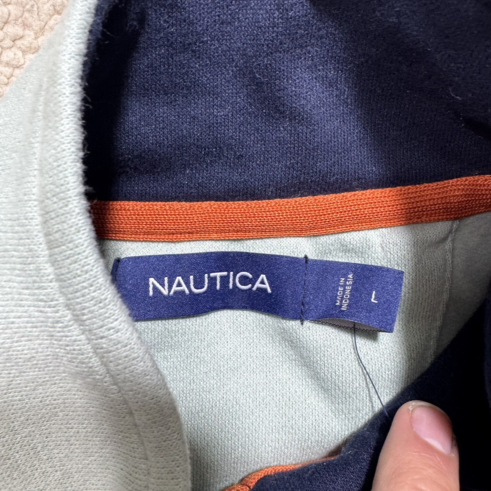 Nautica Pullover Sweater Mens Large Jade Frost Green Half Zip Super Soft Stains
