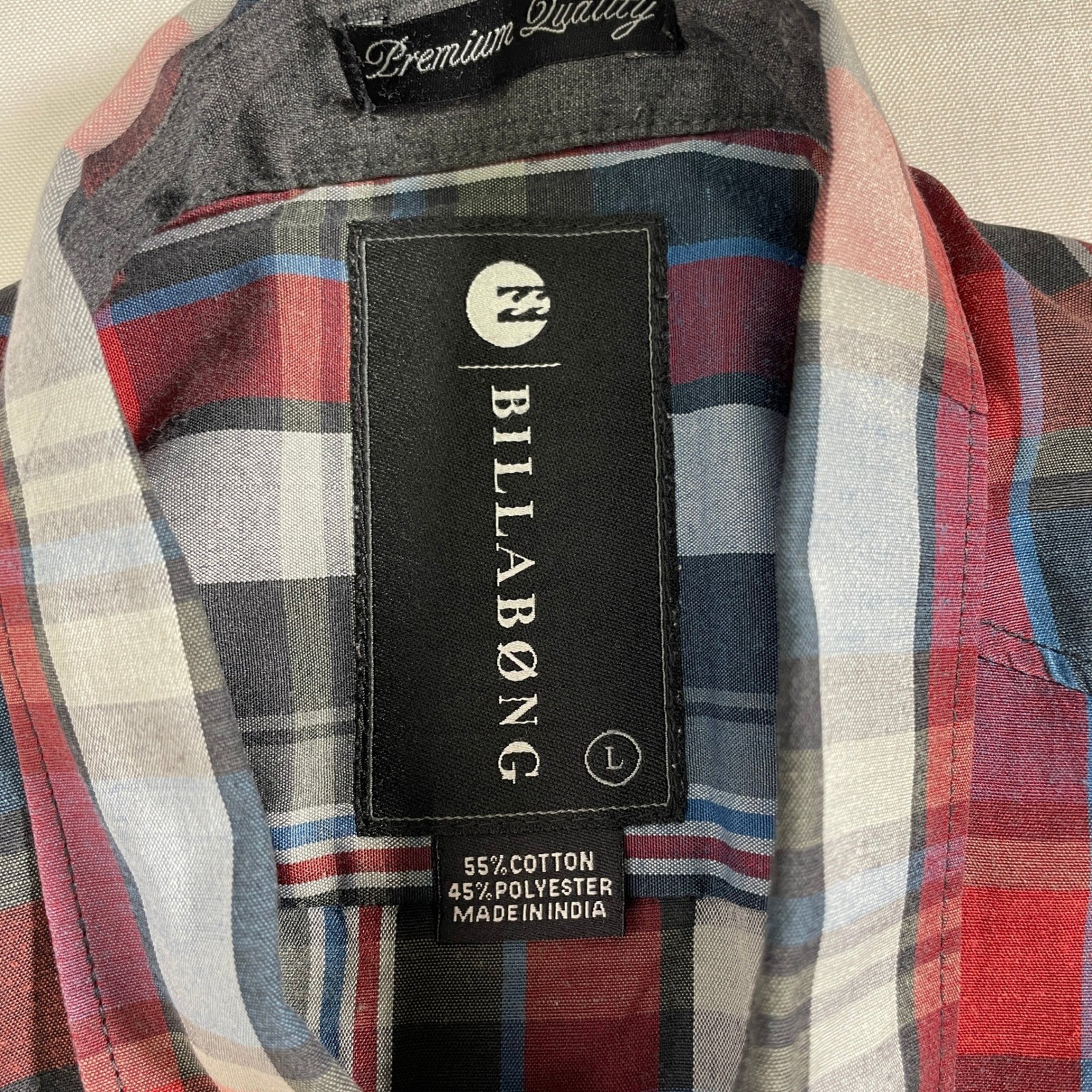 Billabong Reguar Fit Multicolor Plaid Long Sleeve Button Down Shirt Men’s LARGE