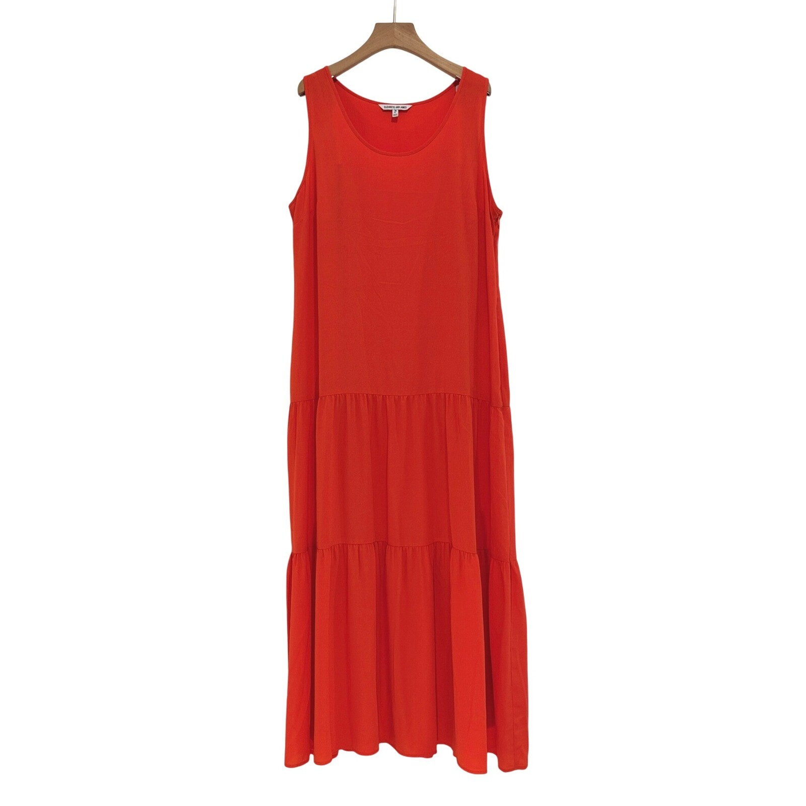 Elizabeth and James Maxi Tank Dress Tiered Flame Orange XL Vibrant Bold Chic