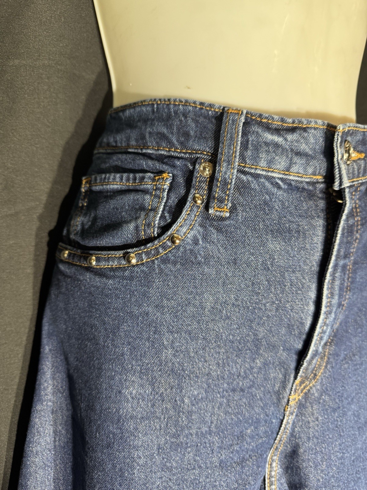 Gap Barrel High Rise Studded Relaxed Tapered Jeans Womens 29 Blue Med Wash Denim