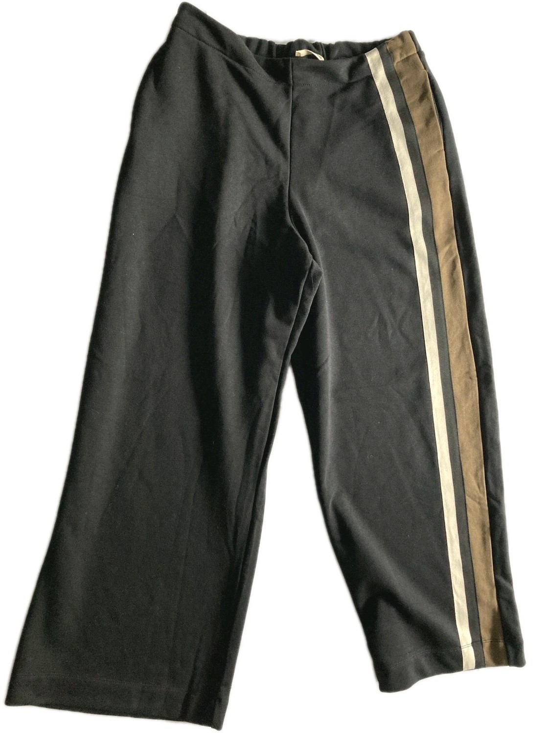URBAN By Alembika Sweatpant Women 4 Blk Crop Elastic Waist Wide Stripe Leg Knit