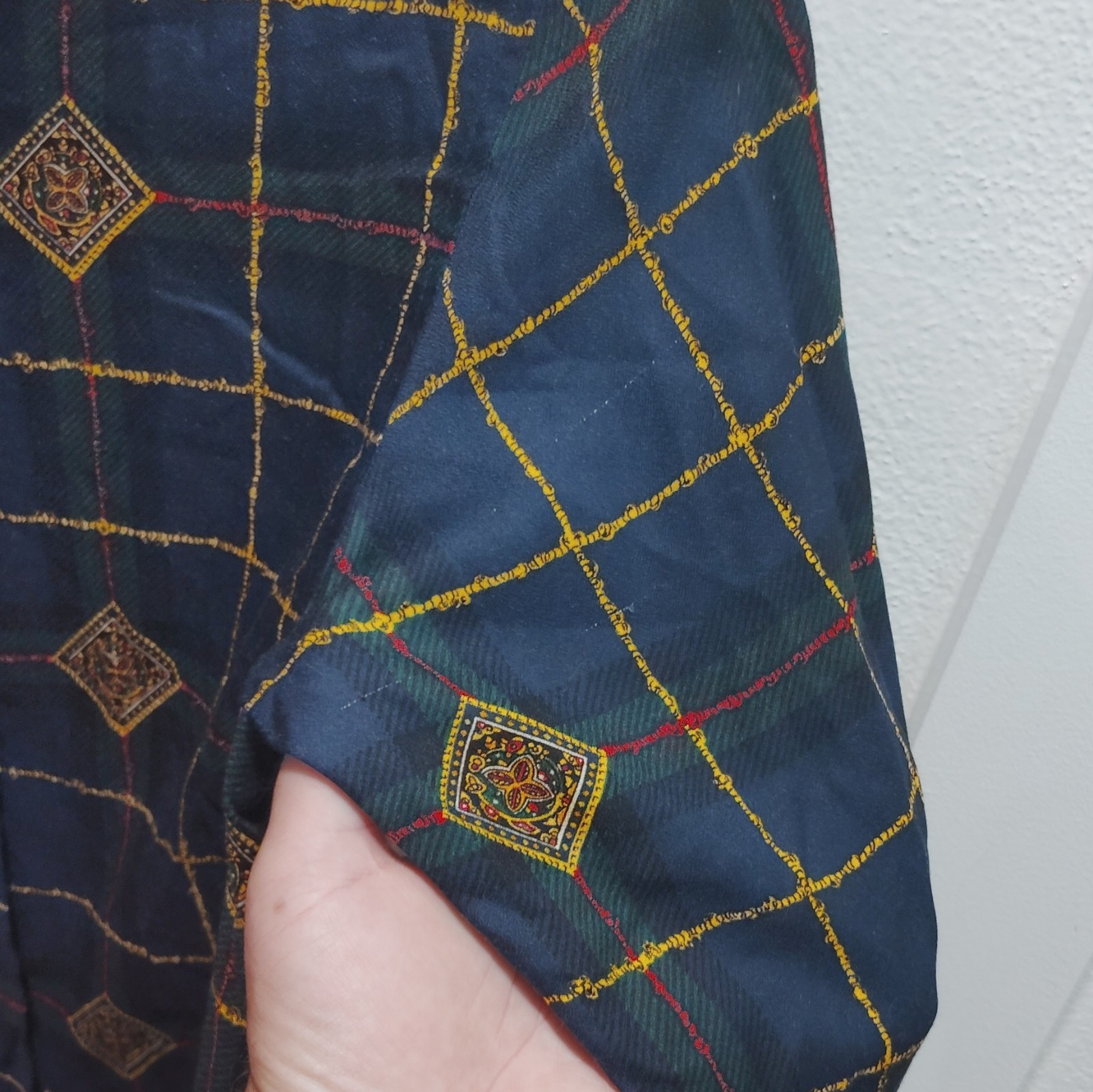 VTG 80’s J. McLaughlin for Sanyo Womens 6 Blue Plaid Collared Long Sleeve Rayon