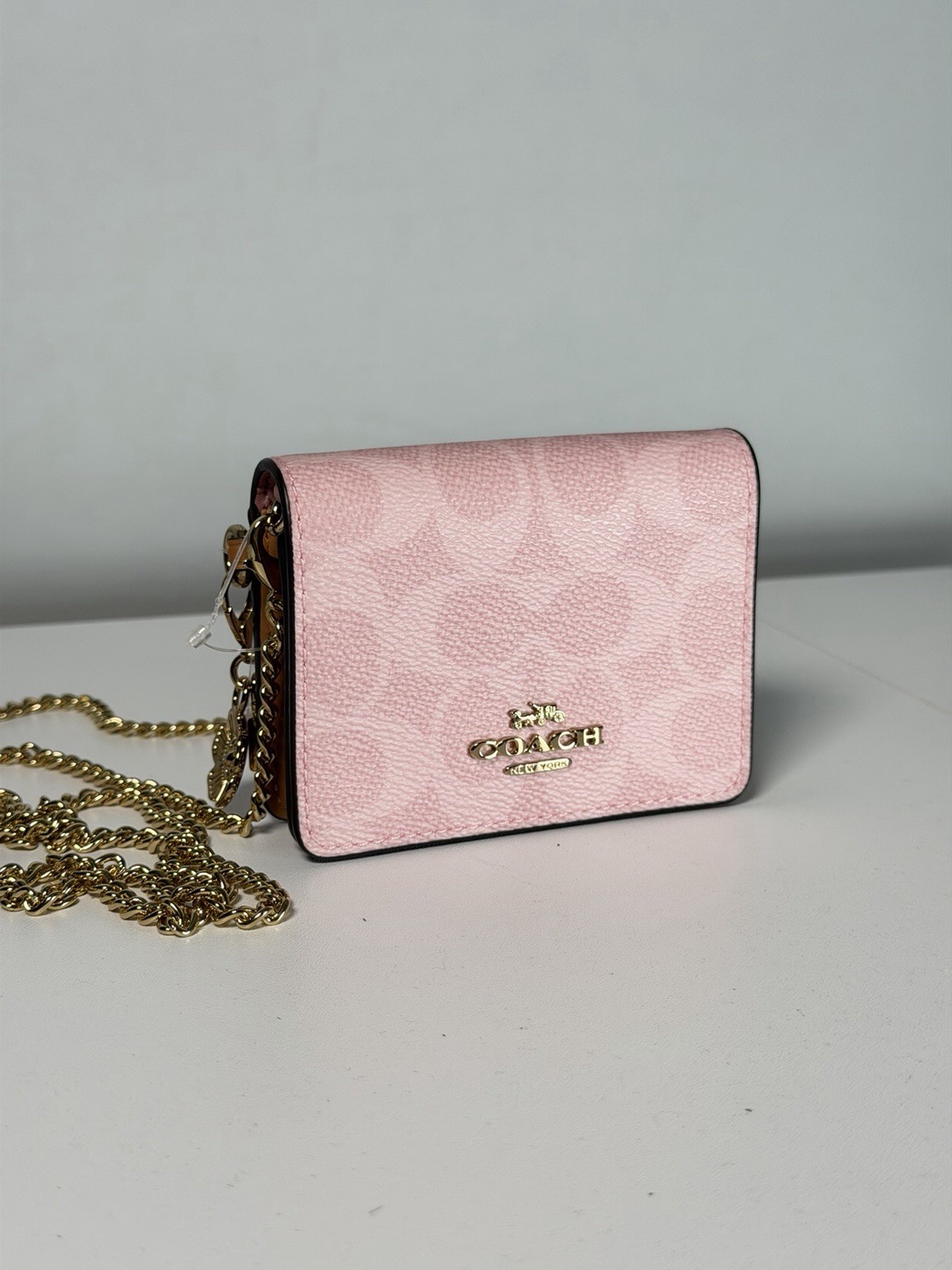 NWT Coach Powder Pink Wallet on a chain