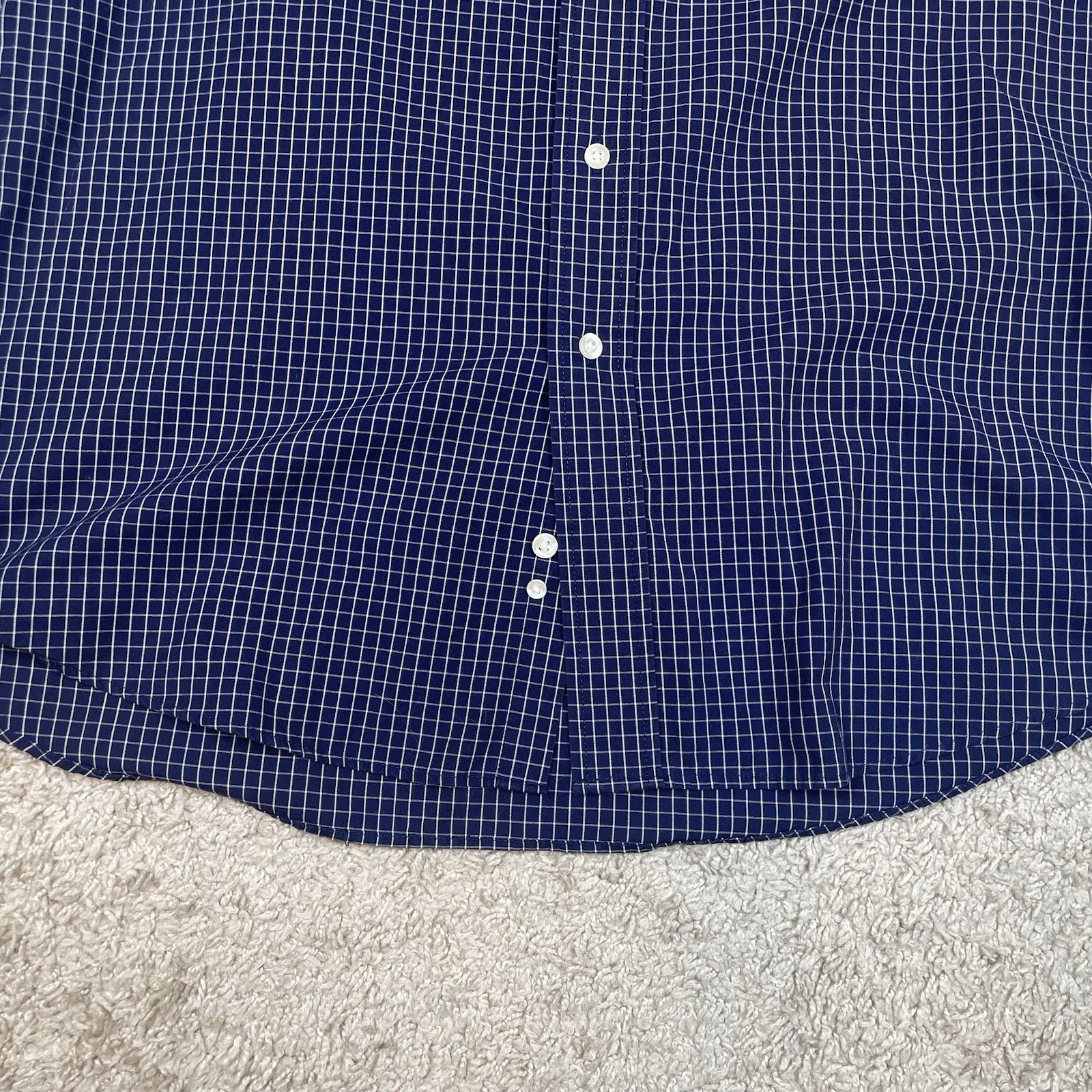 Chaps Shirt Men’s Medium Long Sleeve Button Down Blue Plaid Wrinkle Free